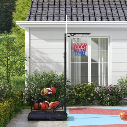 SPORTNOW Basketballkorb mit Standfuß, 179-209 cm höhenverstellbar, inkl. Rollen & Netzz, für Garten, Hof, Driveway, Outdoor, aus Stahl (Mehrfarbig)