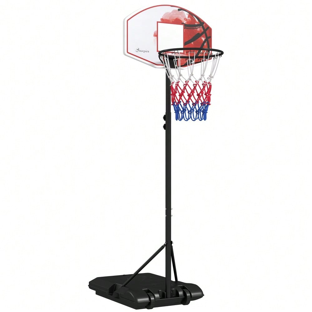 SPORTNOW Basketballkorb mit Standfuß, 179-209 cm höhenverstellbar, inkl. Rollen & Netzz, für Garten, Hof, Driveway, Outdoor, aus Stahl (Mehrfarbig)