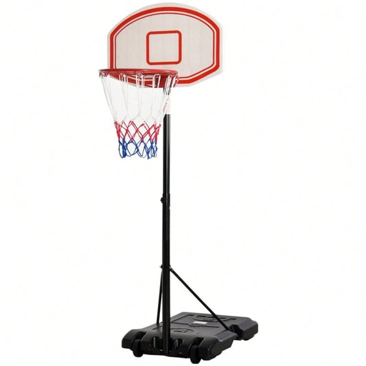HOMCOM Basketballkorb Outdoor, Höhenverstellbar (212-250 cm), Tragbar mit Rollen, Standfuß aus Metall, für Garten & Driveway, Schwarz/Weiß