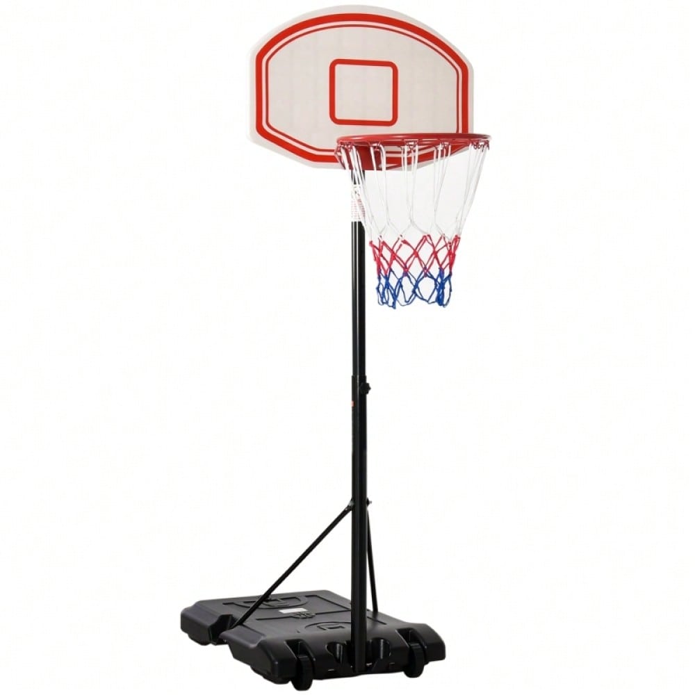 HOMCOM Basketballkorb Outdoor, Höhenverstellbar (212-250 cm), Tragbar mit Rollen, Standfuß aus Metall, für Garten & Driveway, Schwarz/Weiß