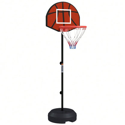 SPORTNOW 2-in-1 Kinder Basketballkorb mit Magnet-Dartscheibe, Höhenverstellbar (129-179 cm) für Indoor & Outdoor, inkl. Standfuß und Ball