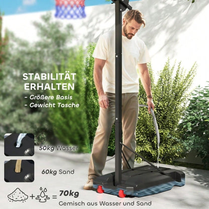 AIYAPLAY Kinder Basketballkorb Höhenverstellbar (200-260 cm), Mobile Basketballanlage mit Rollen & Gewichtssack für Outdoor, Garten, ab 6 Jahren (Rot)