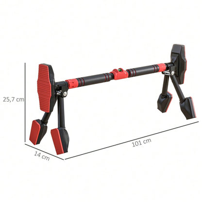 SPORTNOW Klimmzugstange für Türrahmen, Verstellbar & Sicher mit Dreiecksstütze, Inkl. Pegelmessgerät, Max. 225kg Belastung für Home Gym Krafttraining (Schwarz)