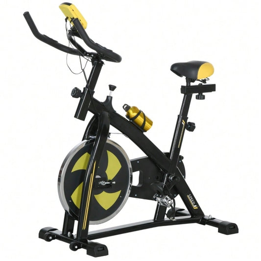 SPORTNOW Heimtrainer Fahrrad Indoor Cycling Bike, mit verstellbarem Sitz & Widerstand, LCD-Display inkl. Herzfrequenz-Sensor, für Home Gym Fitness, Stahlrahmen (Gelb)