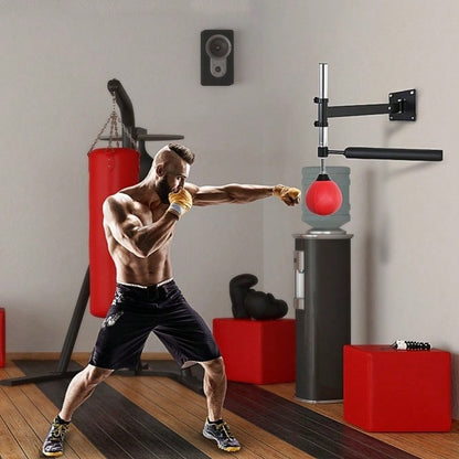 HOMCOM Boxgestell mit Reflexball, Klappbar & Höhenverstellbar, 360° Schwenkbar für Boxtraining zuhause, Erwachsene (Rot)