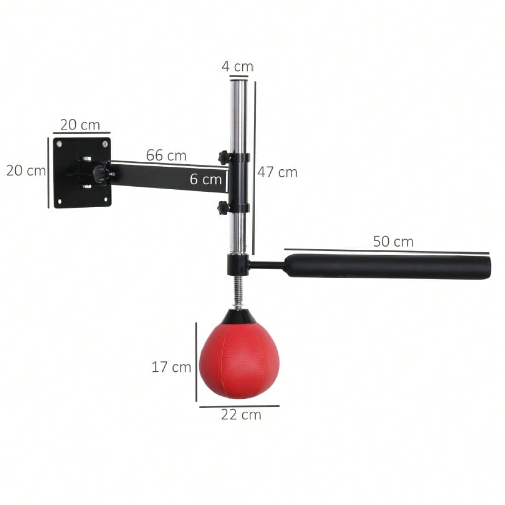 HOMCOM Boxgestell mit Reflexball, Klappbar & Höhenverstellbar, 360° Schwenkbar für Boxtraining zuhause, Erwachsene (Rot)
