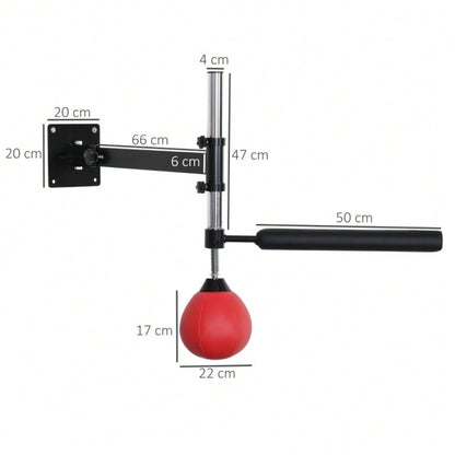 HOMCOM Boxgestell mit Reflexball, Klappbar & Höhenverstellbar, 360° Schwenkbar für Boxtraining zuhause, Erwachsene (Rot)