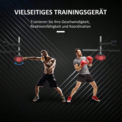 HOMCOM Boxgestell mit Reflexball, Klappbar & Höhenverstellbar, 360° Schwenkbar für Boxtraining zuhause, Erwachsene (Rot)