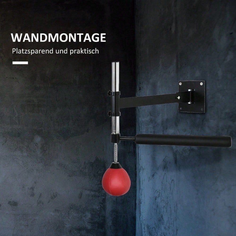 HOMCOM Boxgestell mit Reflexball, Klappbar & Höhenverstellbar, 360° Schwenkbar für Boxtraining zuhause, Erwachsene (Rot)