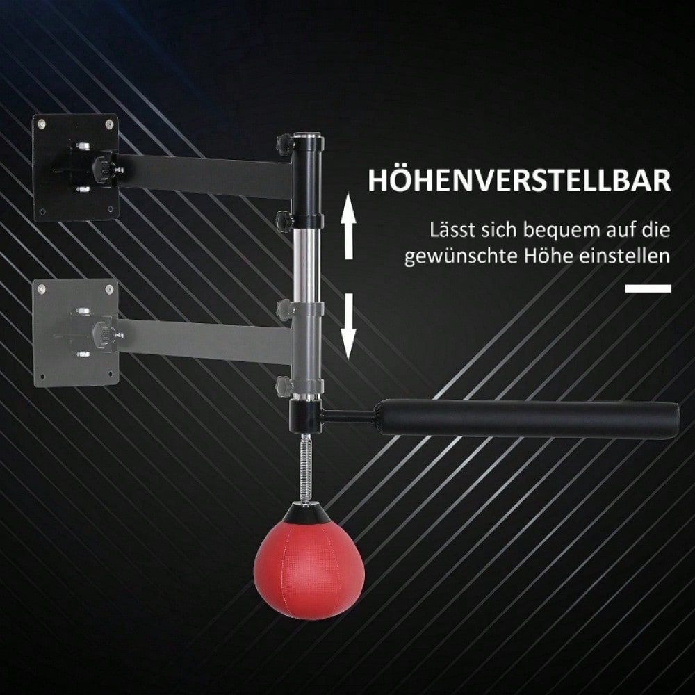 HOMCOM Boxgestell mit Reflexball, Klappbar & Höhenverstellbar, 360° Schwenkbar für Boxtraining zuhause, Erwachsene (Rot)