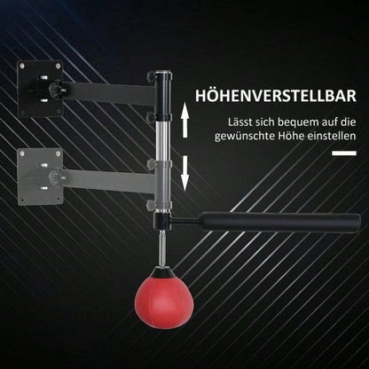 HOMCOM Boxgestell mit Reflexball, Klappbar & Höhenverstellbar, 360° Schwenkbar für Boxtraining zuhause, Erwachsene (Rot)