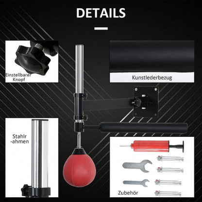 HOMCOM Boxgestell mit Reflexball, Klappbar & Höhenverstellbar, 360° Schwenkbar für Boxtraining zuhause, Erwachsene (Rot)