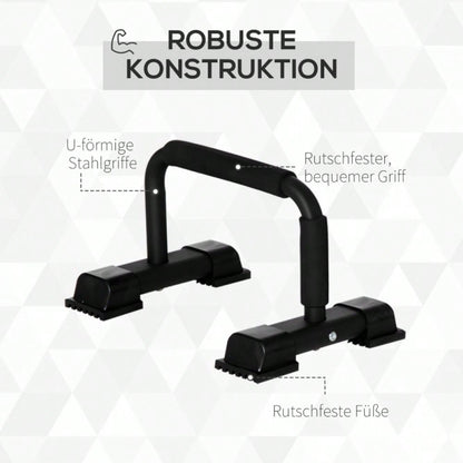 HOMCOM Liegestützgriffe Set, Rutschfeste Push Up Bars aus Stahl, für Home-Workout, Krafttraining, Brustmuskeltraining (2er Set)