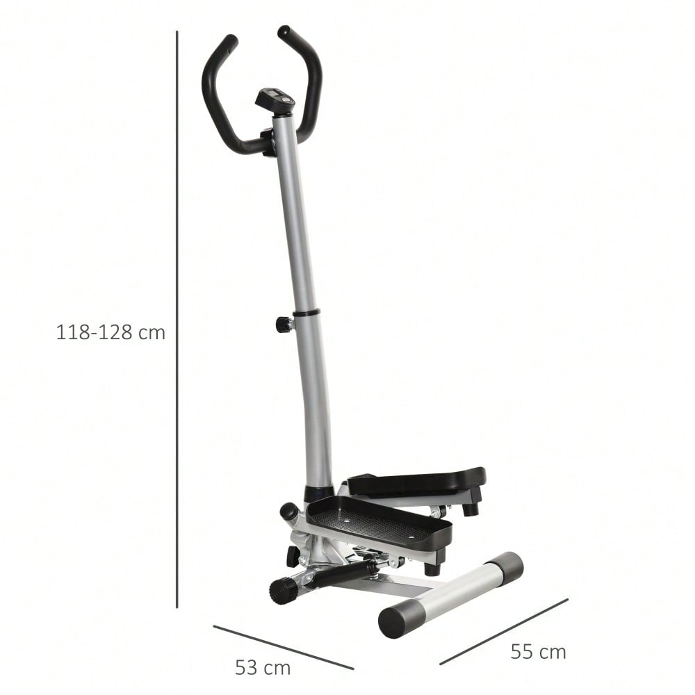 HOMCOM Stepper Heimtrainer mit Handgriff & LCD-Display, Höhenverstellbar für Bein-/Po-Training, Home Gym Fitnessgerät bis 100kg