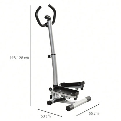 HOMCOM Stepper Heimtrainer mit Handgriff & LCD-Display, Höhenverstellbar für Bein-/Po-Training, Home Gym Fitnessgerät bis 100kg