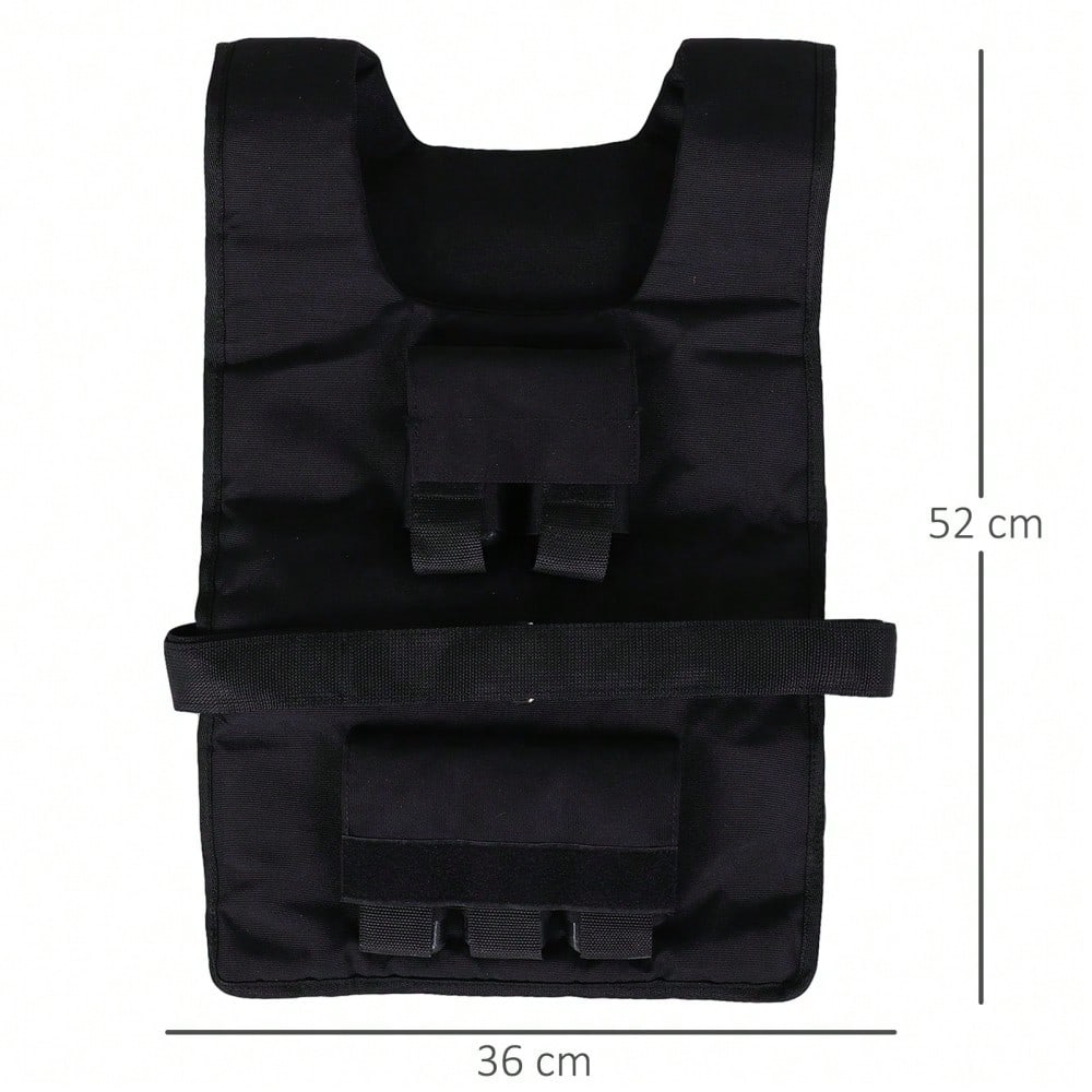 HOMCOM Gewichtsweste 30 kg Verstellbar für Krafttraining, mit Eisengewichtsfüllung & Oxford-Gewebe, Fitness Weste für Workout, Laufen, Cross-Training (Schwarz, 36x52 cm)