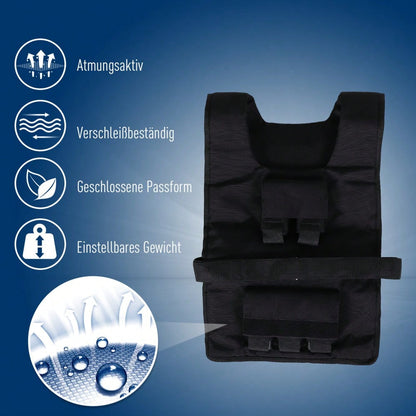 HOMCOM Gewichtsweste 30 kg Verstellbar für Krafttraining, mit Eisengewichtsfüllung & Oxford-Gewebe, Fitness Weste für Workout, Laufen, Cross-Training (Schwarz, 36x52 cm)