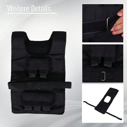 HOMCOM Gewichtsweste 30 kg Verstellbar für Krafttraining, mit Eisengewichtsfüllung & Oxford-Gewebe, Fitness Weste für Workout, Laufen, Cross-Training (Schwarz, 36x52 cm)
