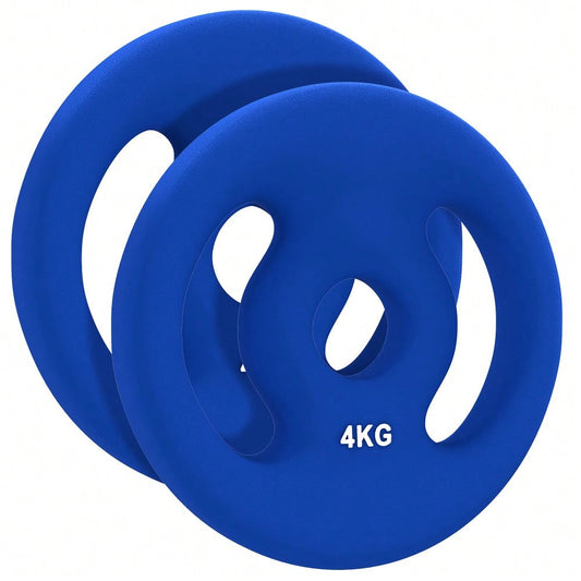 SPORTNOW Hantelscheiben Set 2x 4kg, Für 30mm & 2,5cm Hantelstangen, Gewichtsscheiben aus Gusseisen, Krafttraining & Home-Gym (Blau)