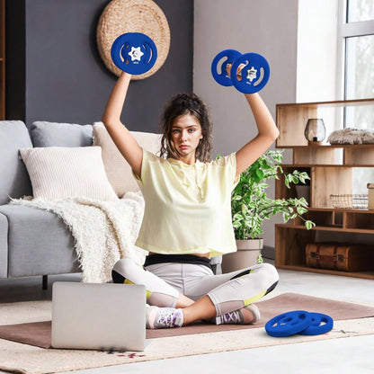 SPORTNOW Hantelscheiben Set 2x 4kg, Für 30mm & 2,5cm Hantelstangen, Gewichtsscheiben aus Gusseisen, Krafttraining & Home-Gym (Blau)