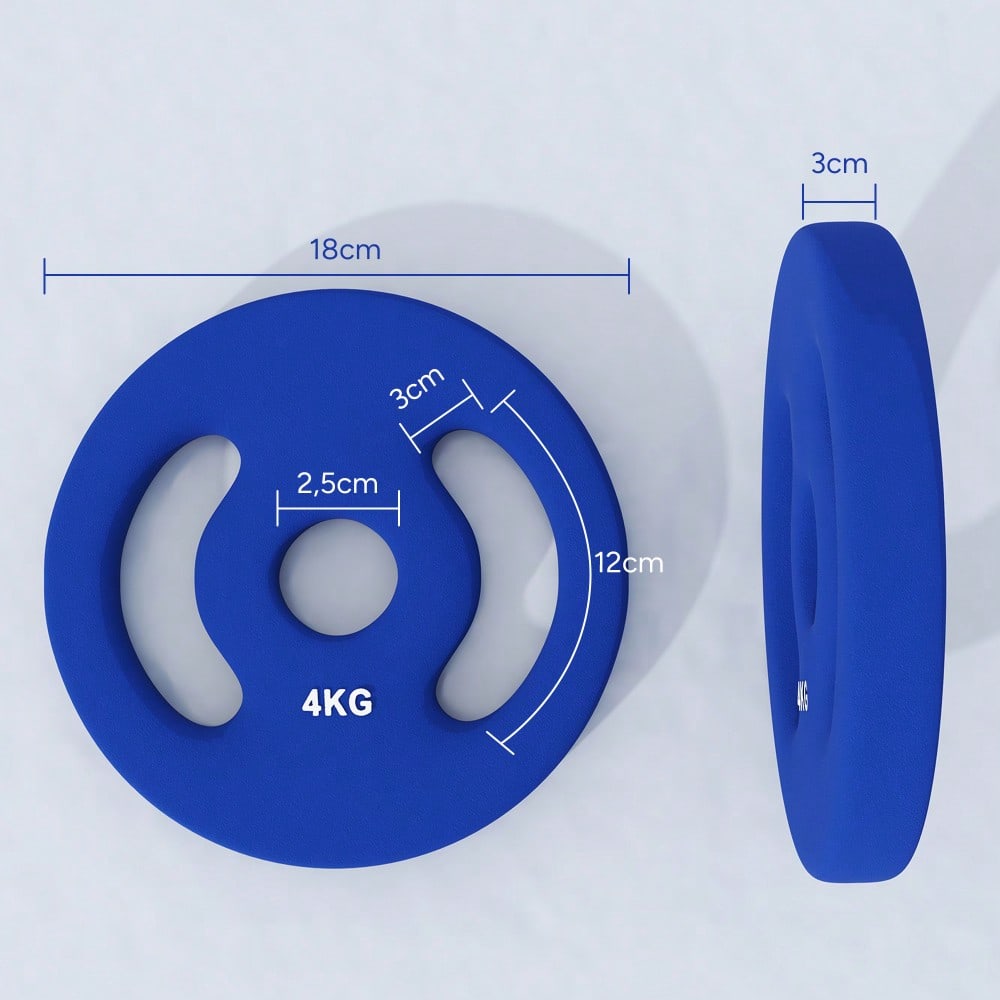 SPORTNOW Hantelscheiben Set 2x 4kg, Für 30mm & 2,5cm Hantelstangen, Gewichtsscheiben aus Gusseisen, Krafttraining & Home-Gym (Blau)