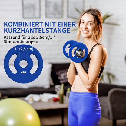 SPORTNOW Hantelscheiben Set 2x 4kg, Für 30mm & 2,5cm Hantelstangen, Gewichtsscheiben aus Gusseisen, Krafttraining & Home-Gym (Blau)
