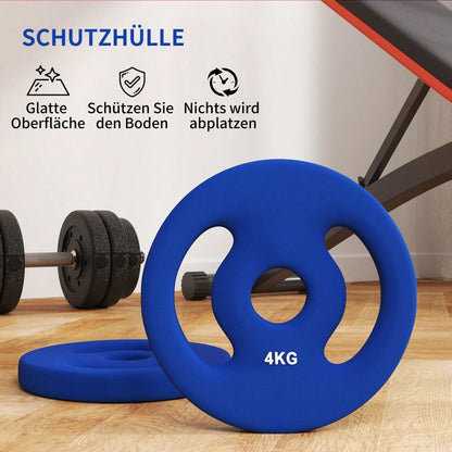 SPORTNOW Hantelscheiben Set 2x 4kg, Für 30mm & 2,5cm Hantelstangen, Gewichtsscheiben aus Gusseisen, Krafttraining & Home-Gym (Blau)