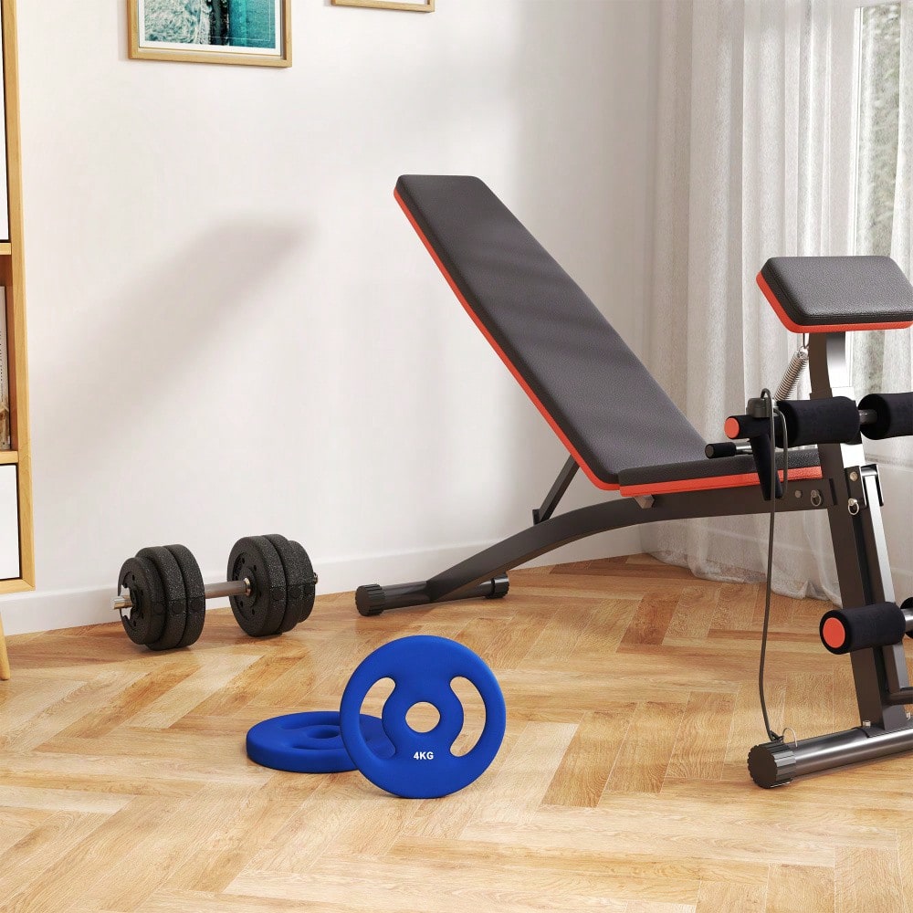 SPORTNOW Hantelscheiben Set 2x 4kg, Für 30mm & 2,5cm Hantelstangen, Gewichtsscheiben aus Gusseisen, Krafttraining & Home-Gym (Blau)