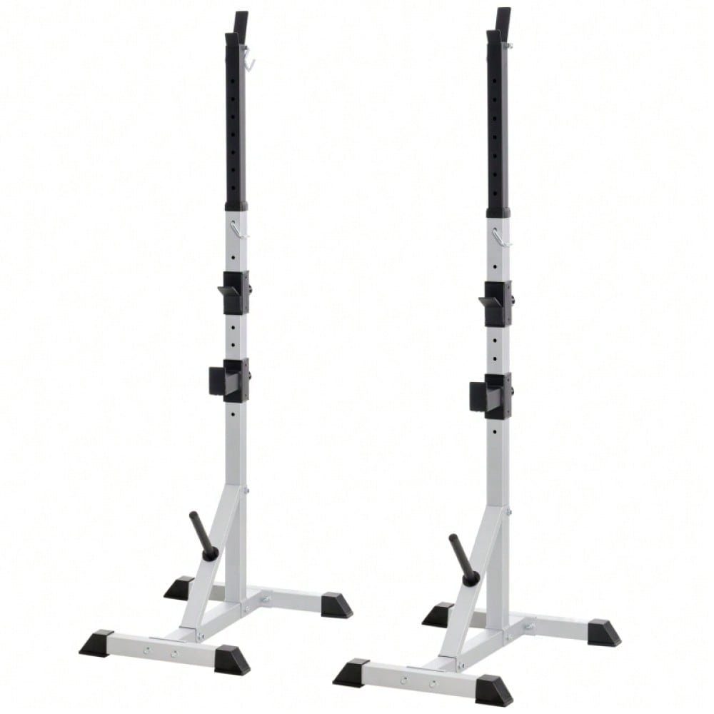 HOMCOM Hantelständer Set 2x, Höhenverstellbar (3 Ebenen), Bis 200kg Belastbar, Aus Stahl, Für Langhanteln & Hantelscheiben, Für Home Gym Krafttraining