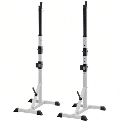 HOMCOM Hantelständer Set 2x, Höhenverstellbar (3 Ebenen), Bis 200kg Belastbar, Aus Stahl, Für Langhanteln & Hantelscheiben, Für Home Gym Krafttraining
