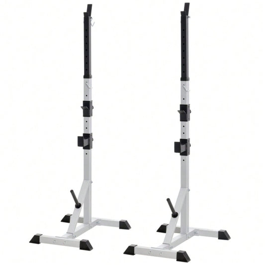 HOMCOM Hantelständer Set 2x, Höhenverstellbar (3 Ebenen), Bis 200kg Belastbar, Aus Stahl, Für Langhanteln & Hantelscheiben, Für Home Gym Krafttraining