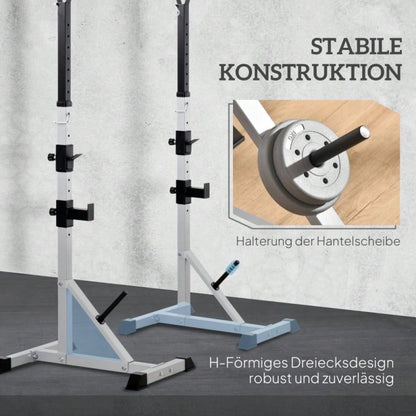 HOMCOM Hantelständer Set 2x, Höhenverstellbar (3 Ebenen), Bis 200kg Belastbar, Aus Stahl, Für Langhanteln & Hantelscheiben, Für Home Gym Krafttraining