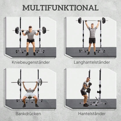 HOMCOM Hantelständer Set 2x, Höhenverstellbar (3 Ebenen), Bis 200kg Belastbar, Aus Stahl, Für Langhanteln & Hantelscheiben, Für Home Gym Krafttraining