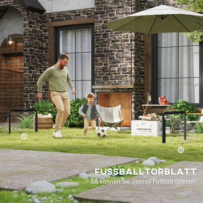 HOMCOM Fußballtor Set 2x Klappbar, Für Kinder & Erwachsene, Metallrahmen, Garten Fußballtore 90x60x36 cm (Schwarz)