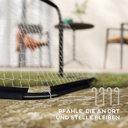 HOMCOM Fußballtor Set 2x Klappbar, Für Kinder & Erwachsene, Metallrahmen, Garten Fußballtore 90x60x36 cm (Schwarz)