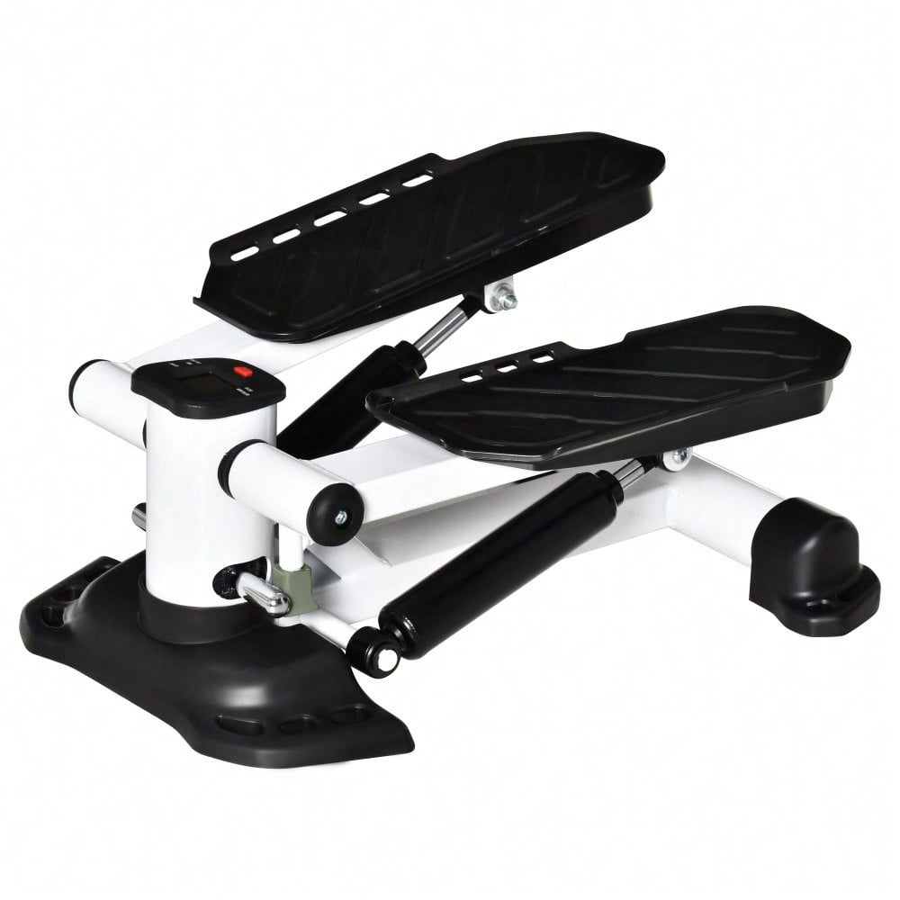 HOMCOM Mini Stepper mit LCD-Display, Kompakt & Leicht, Große Trittflächen aus Metall/ABS, Ideal für Zuhause & Home-Office (Weiß/Schwarz, 48x34x21 cm)