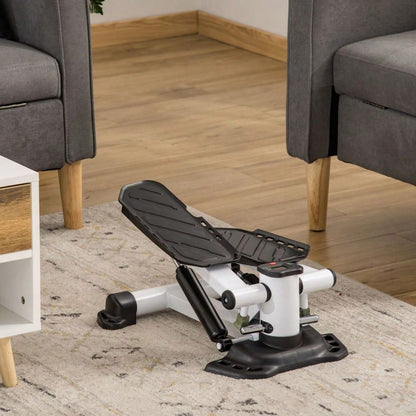 HOMCOM Mini Stepper mit LCD-Display, Kompakt & Leicht, Große Trittflächen aus Metall/ABS, Ideal für Zuhause & Home-Office (Weiß/Schwarz, 48x34x21 cm)