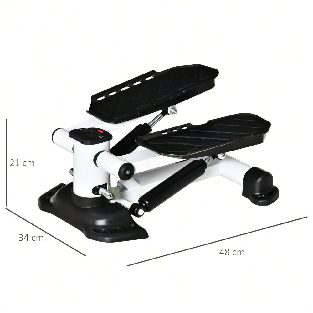 HOMCOM Mini Stepper mit LCD-Display, Kompakt & Leicht, Große Trittflächen aus Metall/ABS, Ideal für Zuhause & Home-Office (Weiß/Schwarz, 48x34x21 cm)