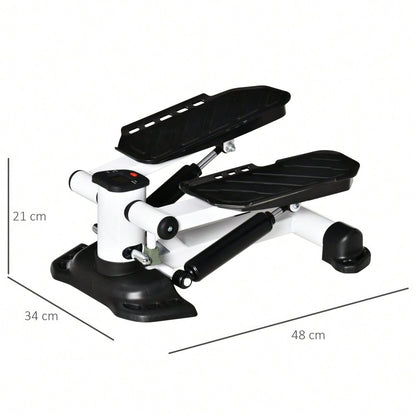 HOMCOM Mini Stepper mit LCD-Display, Kompakt & Leicht, Große Trittflächen aus Metall/ABS, Ideal für Zuhause & Home-Office (Weiß/Schwarz, 48x34x21 cm)