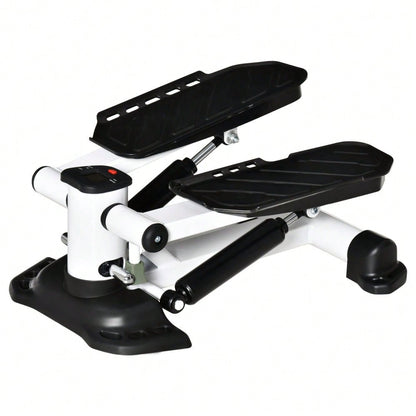 HOMCOM Mini Stepper mit LCD-Display, Kompakt & Leicht, Große Trittflächen aus Metall/ABS, Ideal für Zuhause & Home-Office (Weiß/Schwarz, 48x34x21 cm)