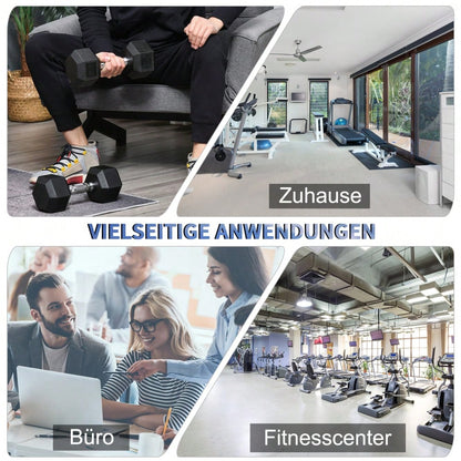 HOMCOM Kurzhantel Set 2x 10kg, Sechskant-Design mit Gummiüberzug, rutschfest & bodenschonend, für Krafttraining & Home Gym (Schwarz)