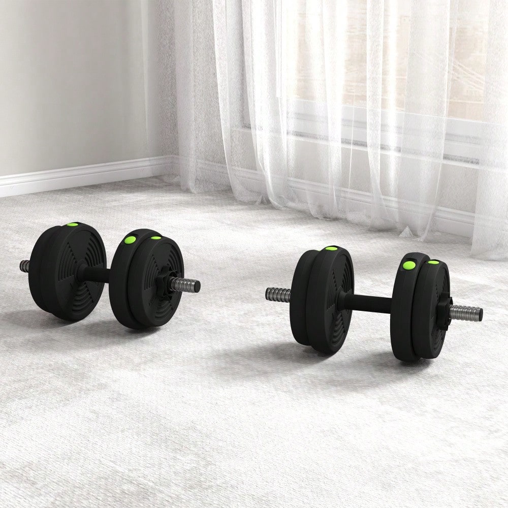 HOMCOM 2-in-1 Kurzhantel Set 15kg Verstellbar, Mit 8 Bodenschonenden Hantelscheiben, Für Krafttraining & Home Gym