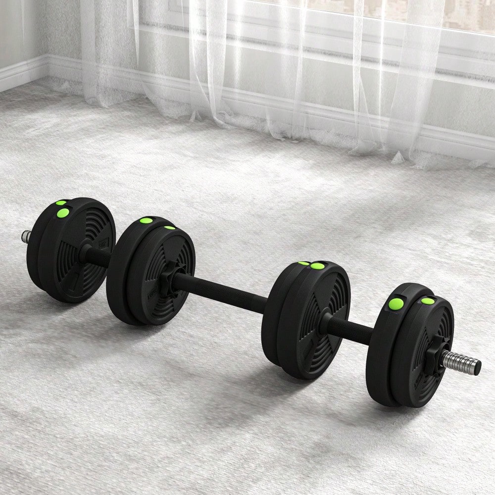 HOMCOM 2-in-1 Kurzhantel Set 15kg Verstellbar, Mit 8 Bodenschonenden Hantelscheiben, Für Krafttraining & Home Gym