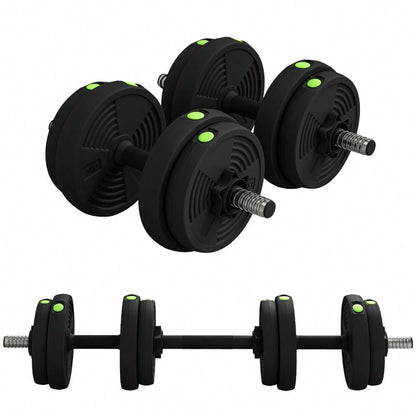 HOMCOM 2-in-1 Kurzhantel Set 15kg Verstellbar, Mit 8 Bodenschonenden Hantelscheiben, Für Krafttraining & Home Gym