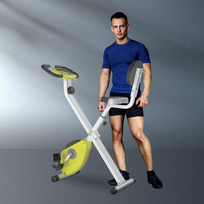 HOMCOM Fahrrad Heimtrainer mit 8-fach Magnetwiderstand, Höhenverstellbar & Kompakt, Für Home Gym Indoor Cycling, Stahlrahmen (Gelb/Weiß, 43x97x109 cm)