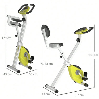 HOMCOM Fahrrad Heimtrainer mit 8-fach Magnetwiderstand, Höhenverstellbar & Kompakt, Für Home Gym Indoor Cycling, Stahlrahmen (Gelb/Weiß, 43x97x109 cm)