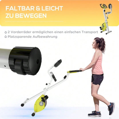 HOMCOM Fahrrad Heimtrainer mit 8-fach Magnetwiderstand, Höhenverstellbar & Kompakt, Für Home Gym Indoor Cycling, Stahlrahmen (Gelb/Weiß, 43x97x109 cm)