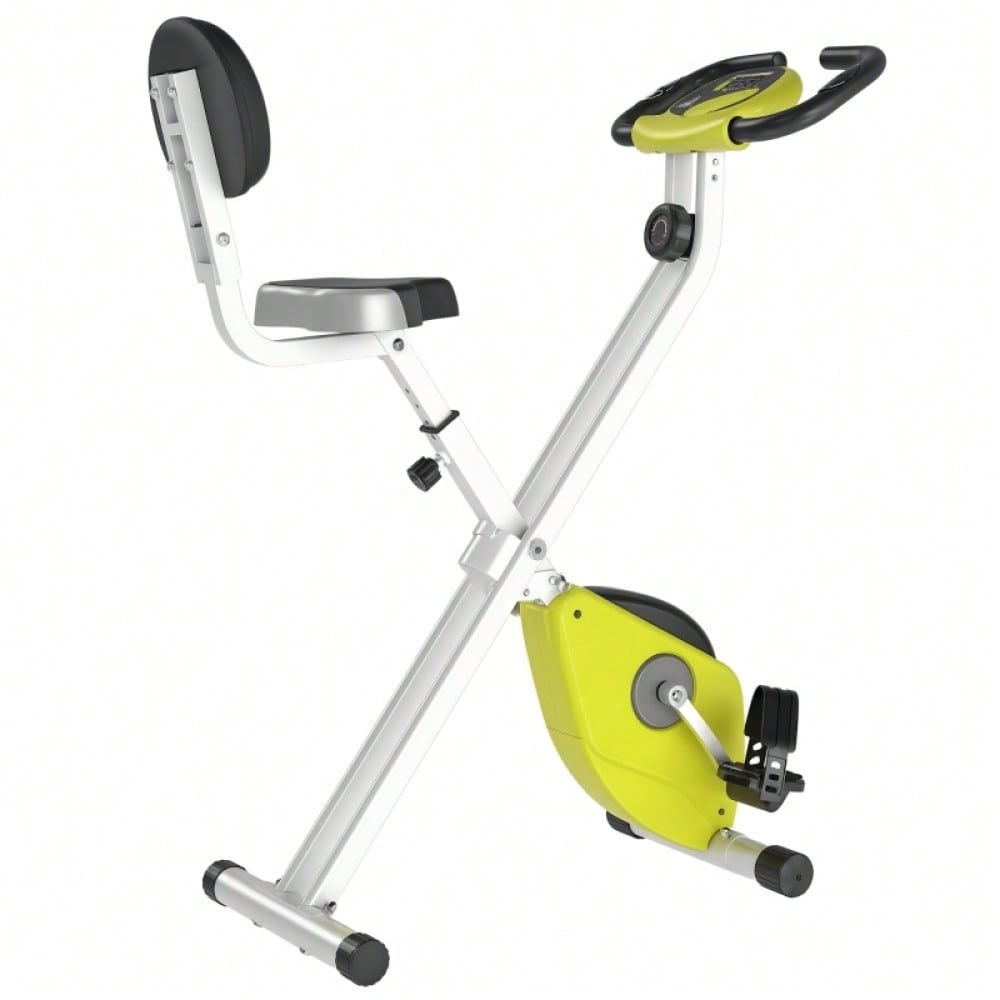 HOMCOM Fahrrad Heimtrainer mit 8-fach Magnetwiderstand, Höhenverstellbar & Kompakt, Für Home Gym Indoor Cycling, Stahlrahmen (Gelb/Weiß, 43x97x109 cm)