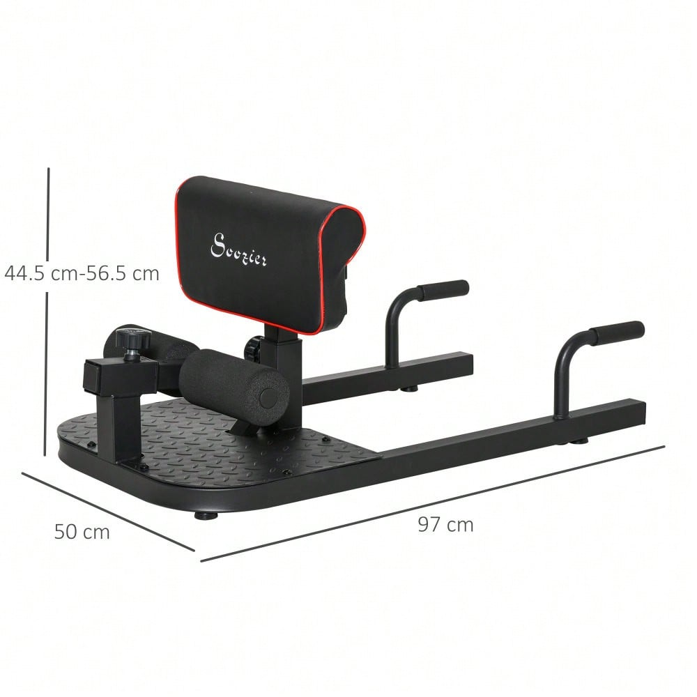 HOMCOM Sissy Squat Beintrainer 3-in-1, Höhenverstellbar bis 120kg, Stahlrahmen, Für Beine & Bauch, Home Gym Krafttraining (Schwarz)