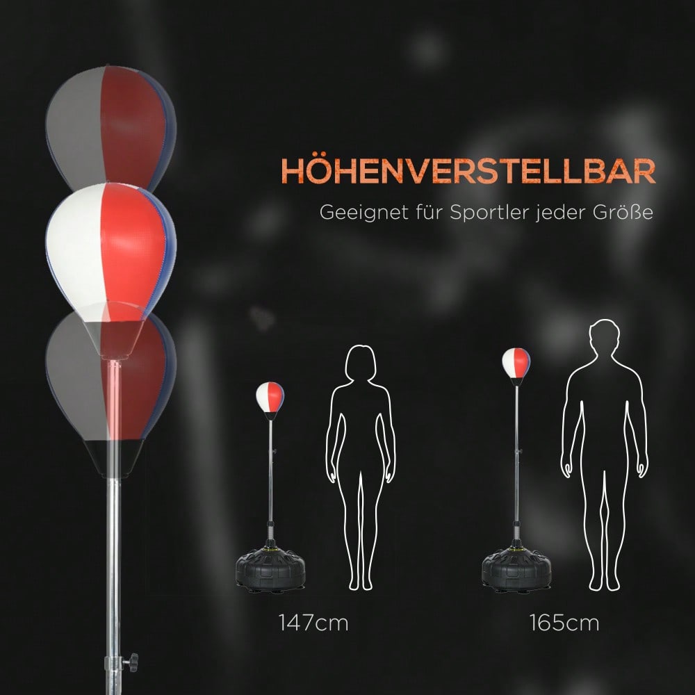 SPORTNOW Punchingball Boxsack Höhenverstellbar (147-165 cm), Standbox für Boxtraining, Fitness & Krafttraining, Stabiler Standfuß (Schwarz)